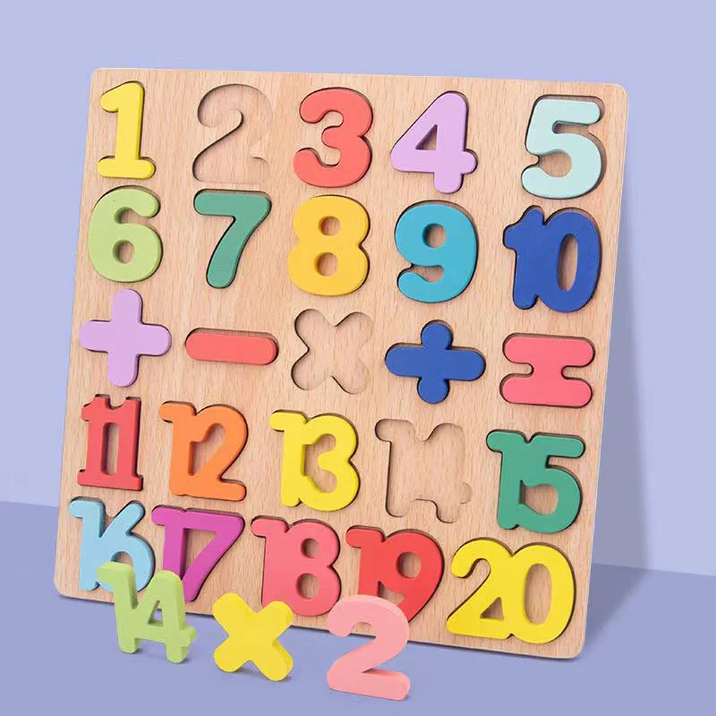

Toys Wooden Kids Learning Number Educational Puzzles Self-Assembly