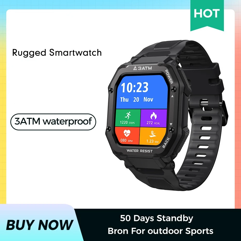 

2022 smart watch rock rugged watch for men outdoor sports waterproof water fitness tracker monitor blood pressure Genuine