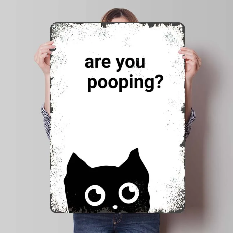 Металлический плакат BLACK CAT ARE YOU POOPING