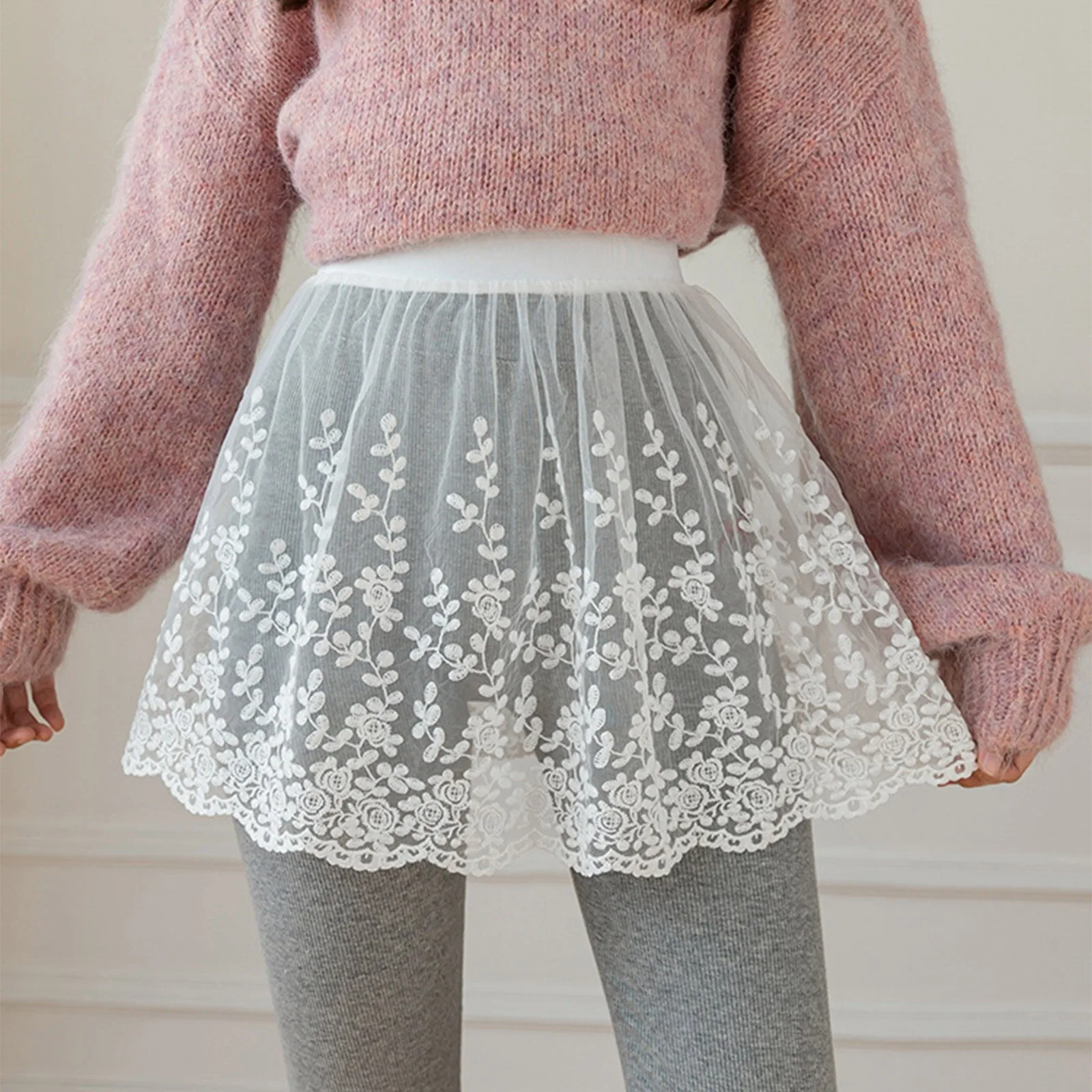 Женская кружевная юбка до колен трапециевидная юбка-подъюбник с вырезами