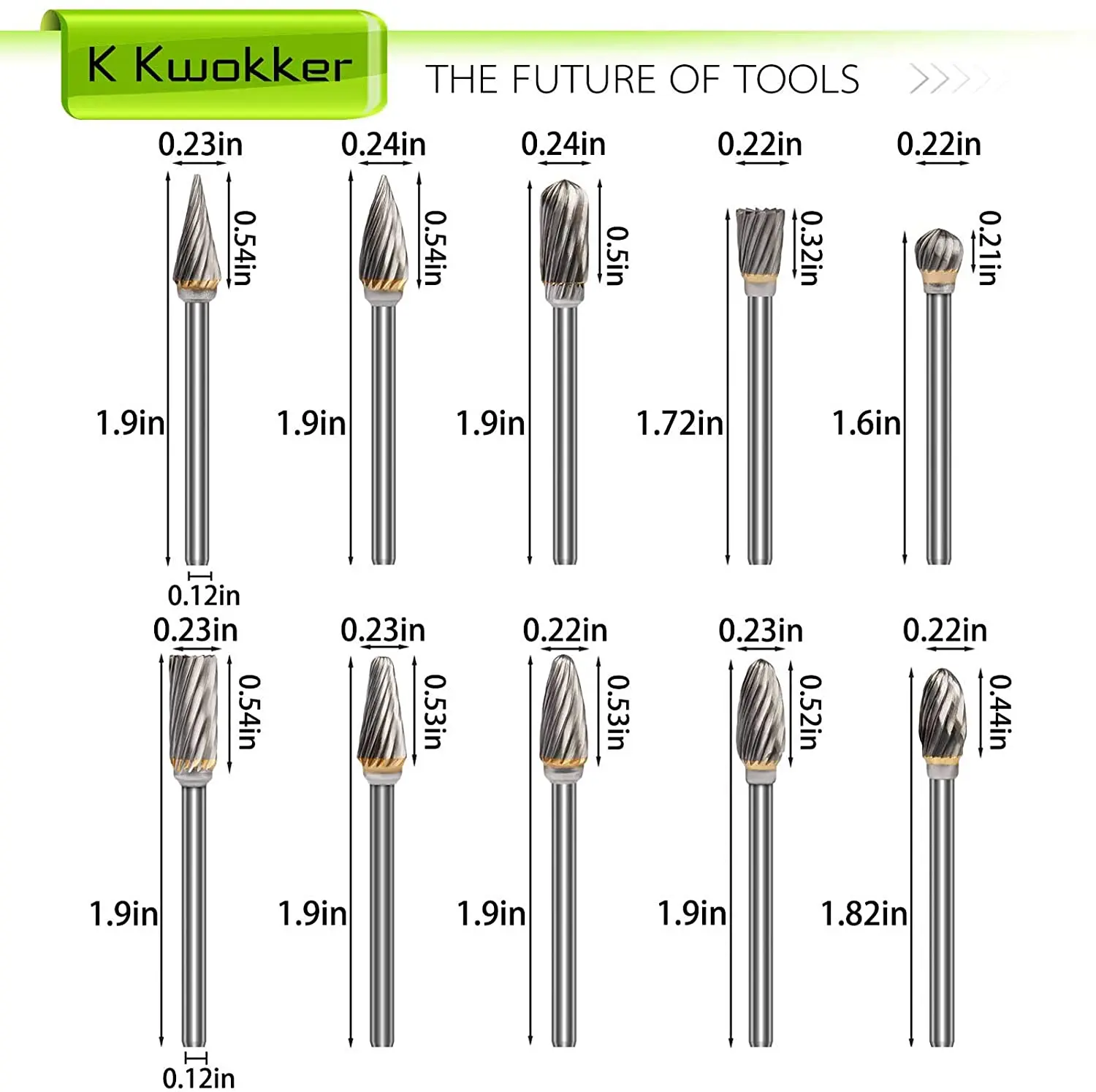 Набор сверл из карбида вольфрама с хвостовиком 1/8 дюйма 10 шт. |