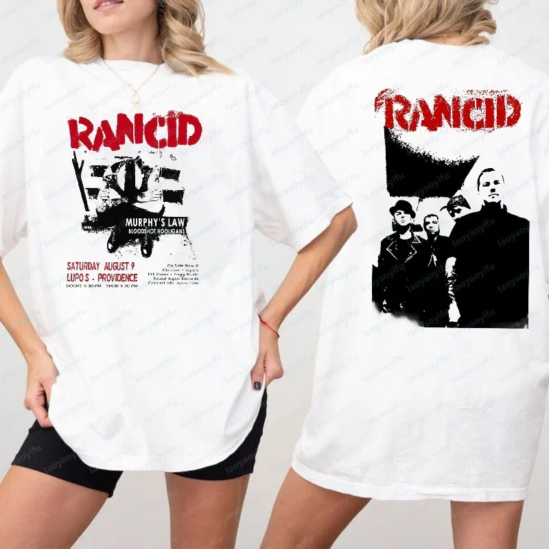 Фото Футболка унисекс Rancid с двусторонним принтом в стиле панк, с изображением плаката тура, повседневная, в стиле рок, крутая, модная, уличная одежда для женщин №1