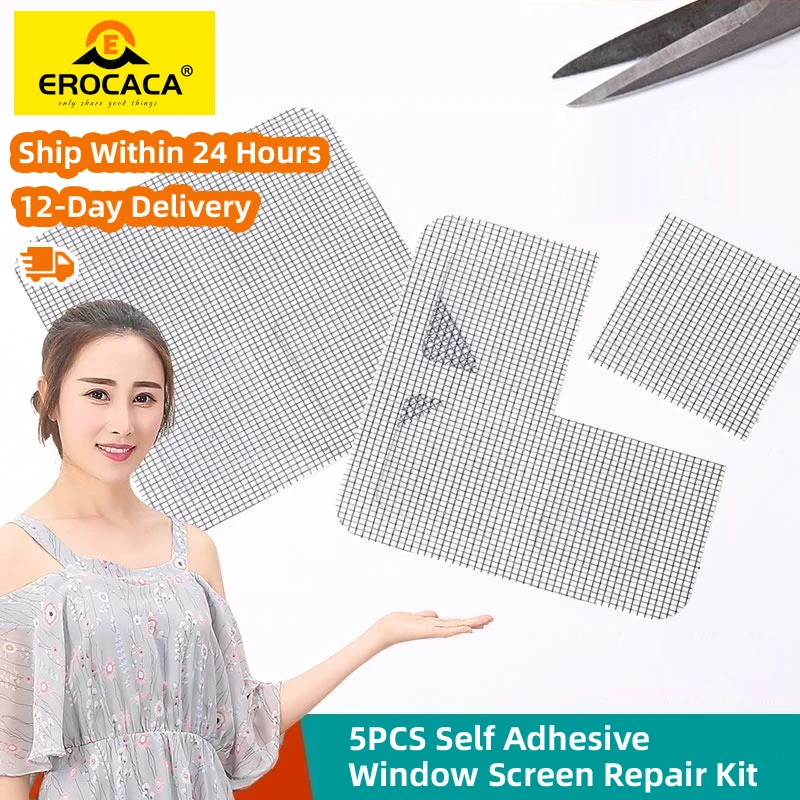 

5PCS Self Adhesive Window Screen Repair Kit Fix Net Screen Repair Stickers Anti Mosquito Screen Patches For Windows & Door