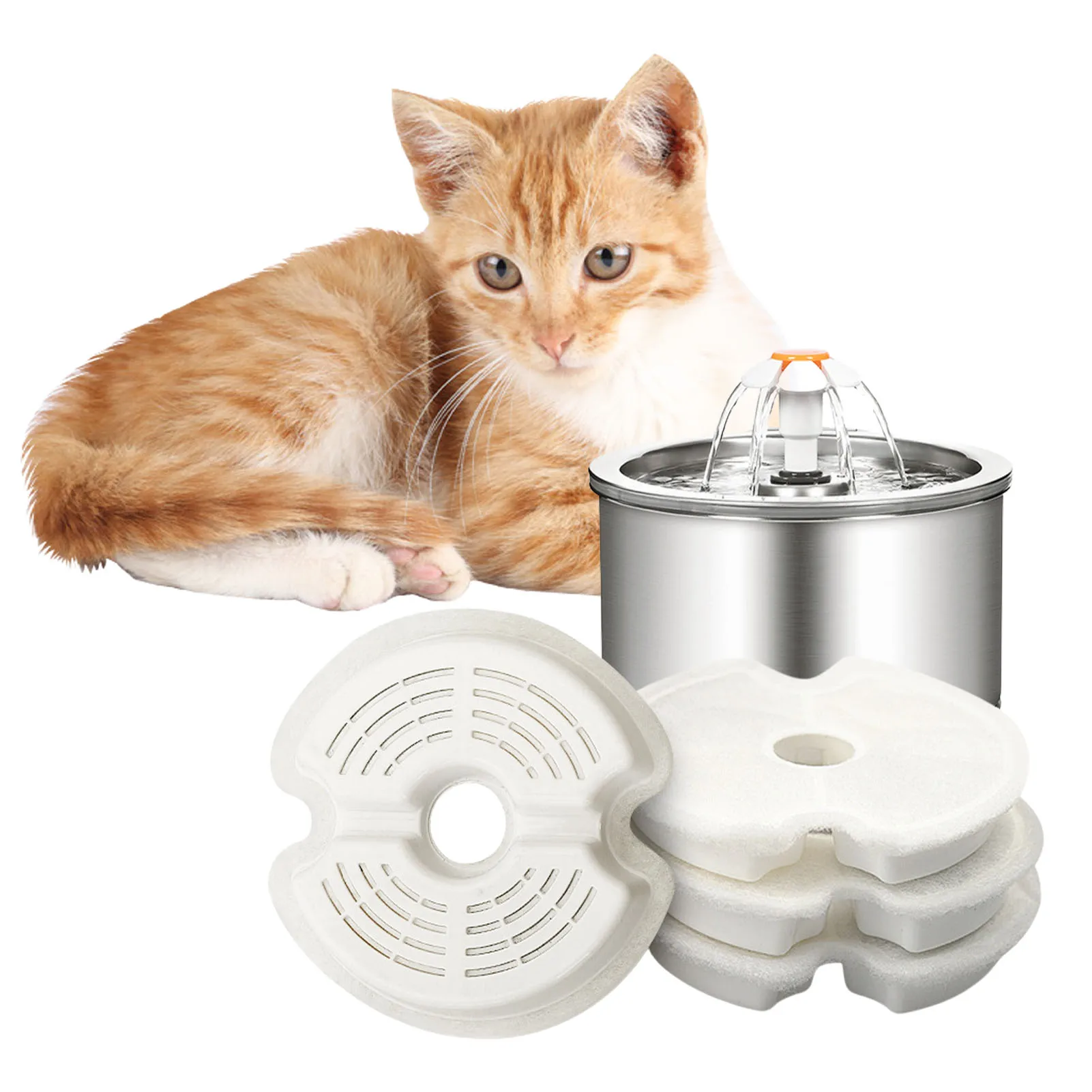 

8pcs Cat Water Fountain Filter Automatic Pet Water Fountain Filter Replacement Activated Carbon & Cotton Replacement Filter for