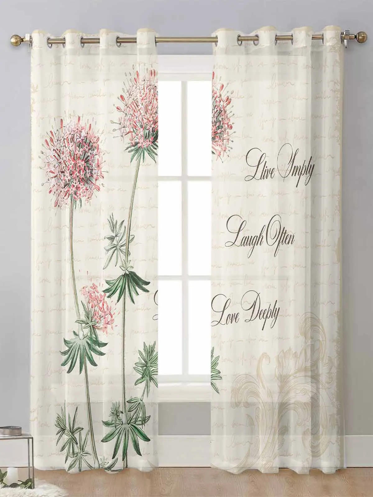 

Mimosa Flower Retro Sheer Curtains For Living Room Window Screening Transparent Voile Tulle Curtain Cortinas Drapes Home Decor