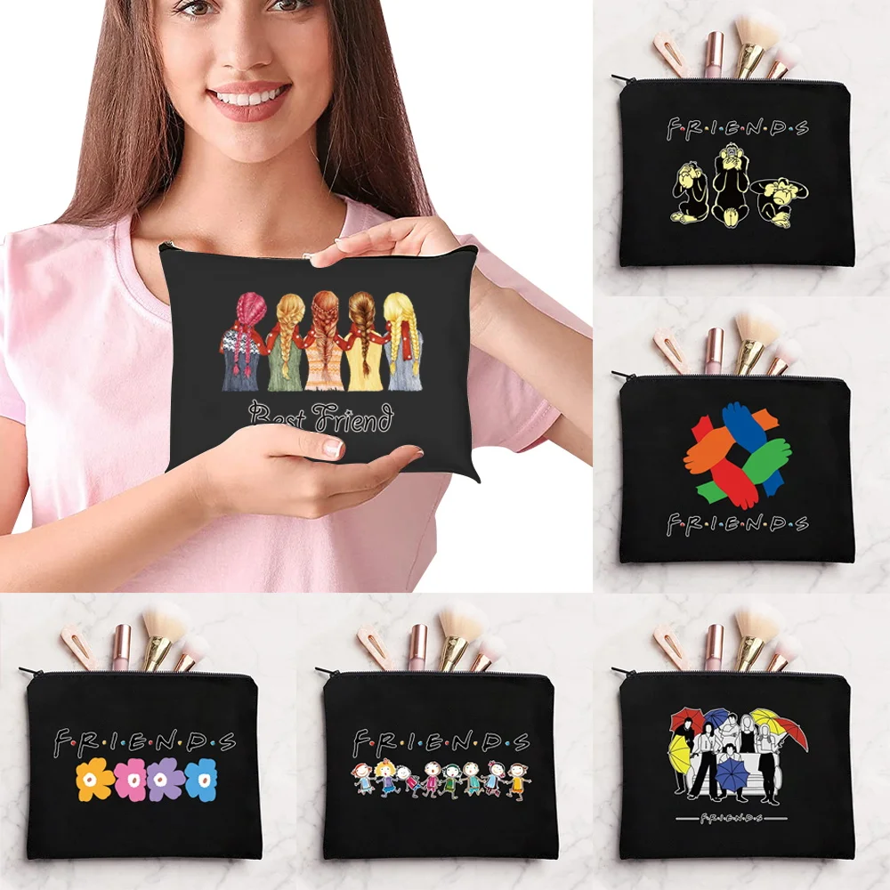 

Ladies Tote Bags New Friends Series Portable Women Travel Storage Toiletry Organize Cosmetic Bag Zipper Female Lucky MakeUp Case