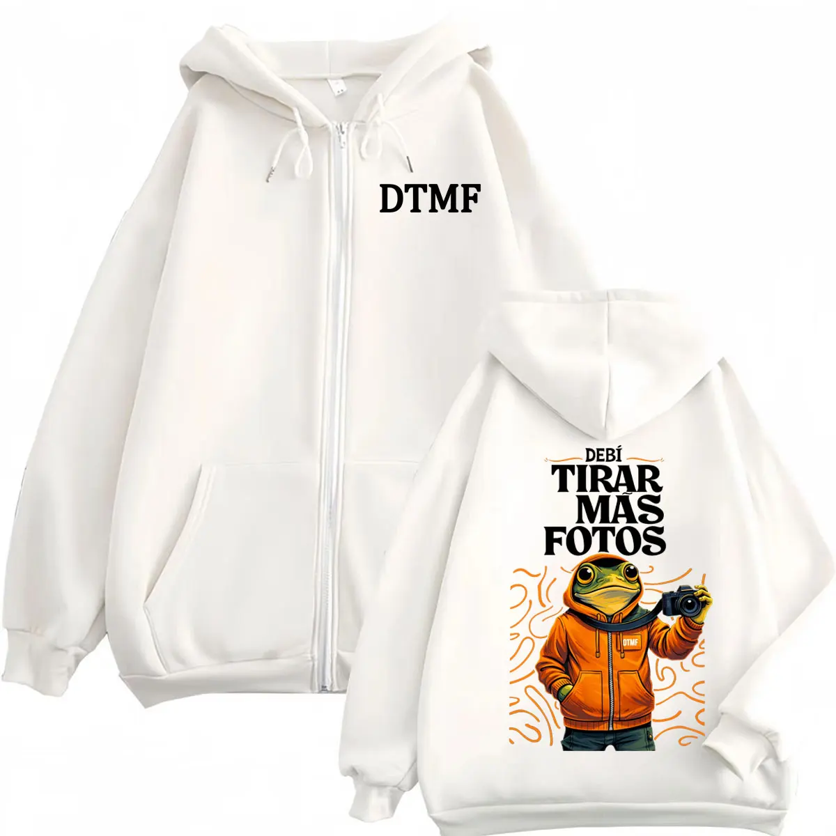 Фото Худи на молнии с принтом Bad Bunny DeBÍ TiRAR MÁS FOTOS, модные толстовки в стиле хип-хоп на молнии, повседневные свободные пуловеры для мужчин и женщин №2