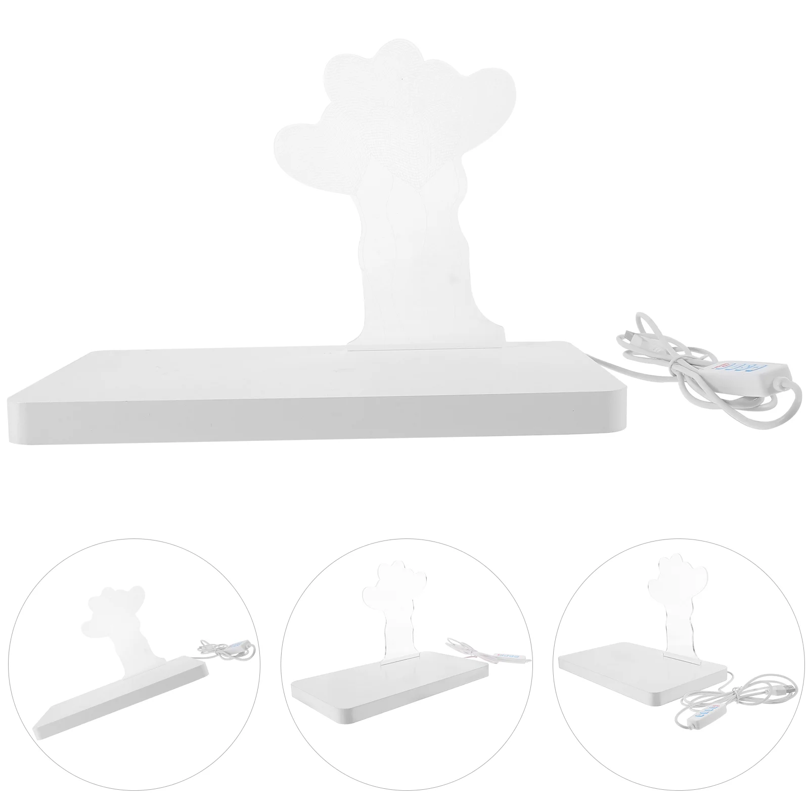 

USB Powered Night Light Wood Base Acrylic Heart Balloon Molding Night Light for Bedroom