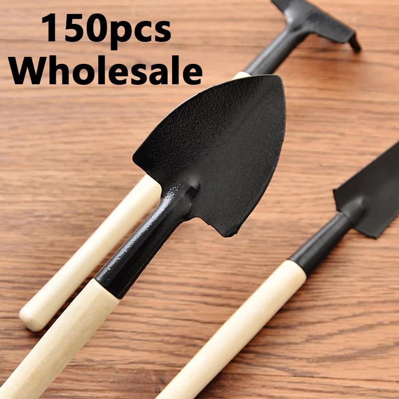 

150pcs Mini Home Balcony Gardening Tools Wood Handle Stainless Steel Potted Plants Shovel Rake Spade For Flowers Potted Plant