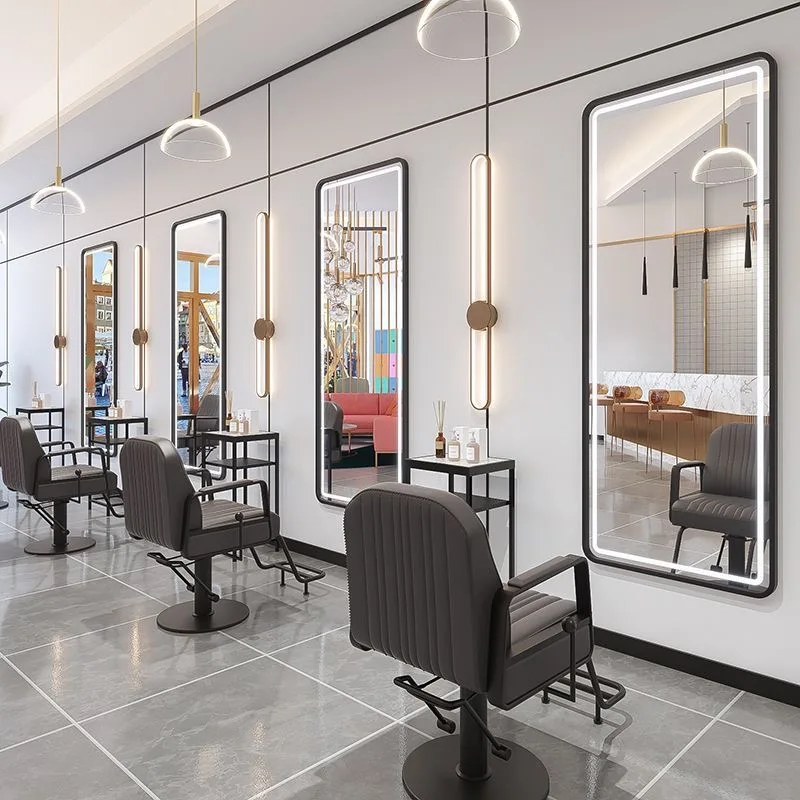 Лидер продаж большая полная длина золотая мебель для парикмахерской настенная