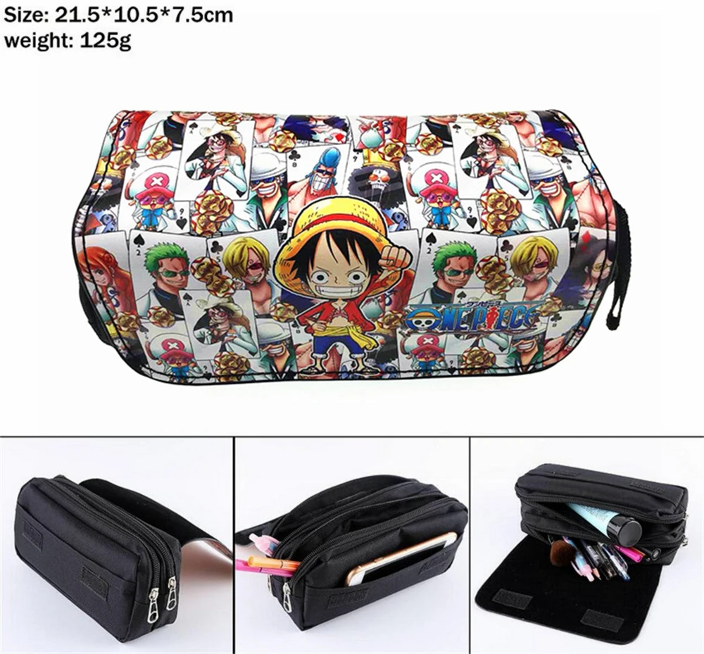 

Anime Pencil Case ONE PIECE Cartoon Pencil Bag Boys Girls Box School Supplies Cosmetic Cases Double Layer Storage Bags