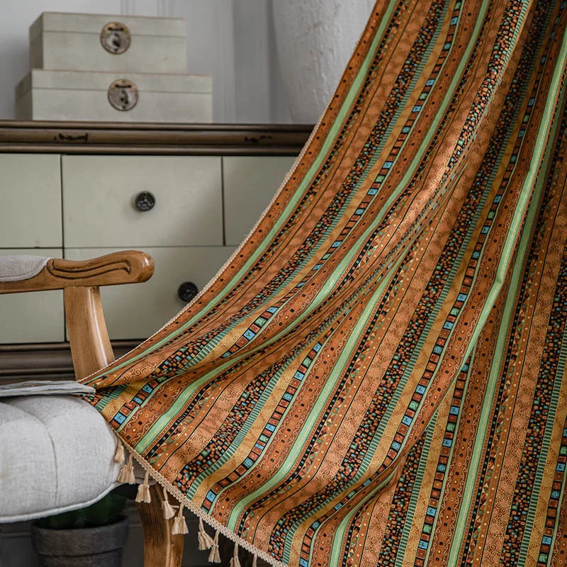 

Bohemian Cotton Linen Bedroom Curtains: Printed, Soundproof, Blackout, Perfect for Home Decor and Floating Windows