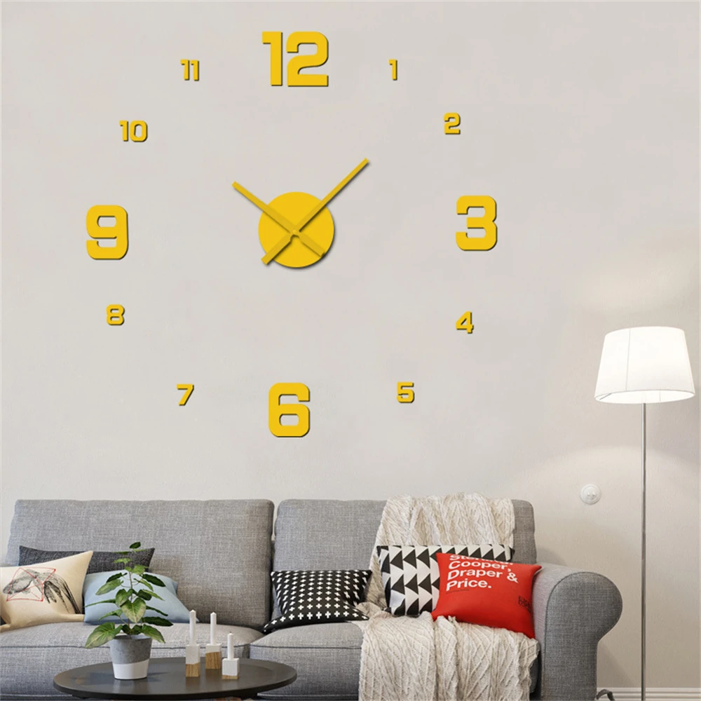 

Акриловые зеркальные декоративные настенные часы, толщиной 10 мм, 3d Простота установки, бесшумные съемные акриловые настенные часы для гостиной