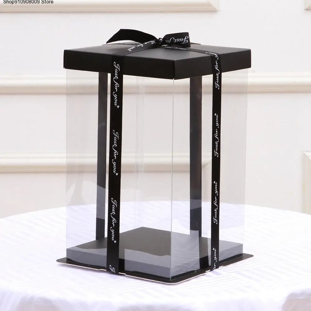 

30.5x30.5x40CM Transparent Empty Gift Box for Artificial Teddy Bear Rose Flower Gifts Box Women Plush Bear Rabbit Gift