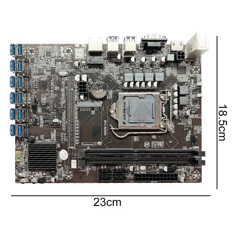 Материнская плата для майнинга B250C + термальная панель 12 PCIE на USB3.0 слот