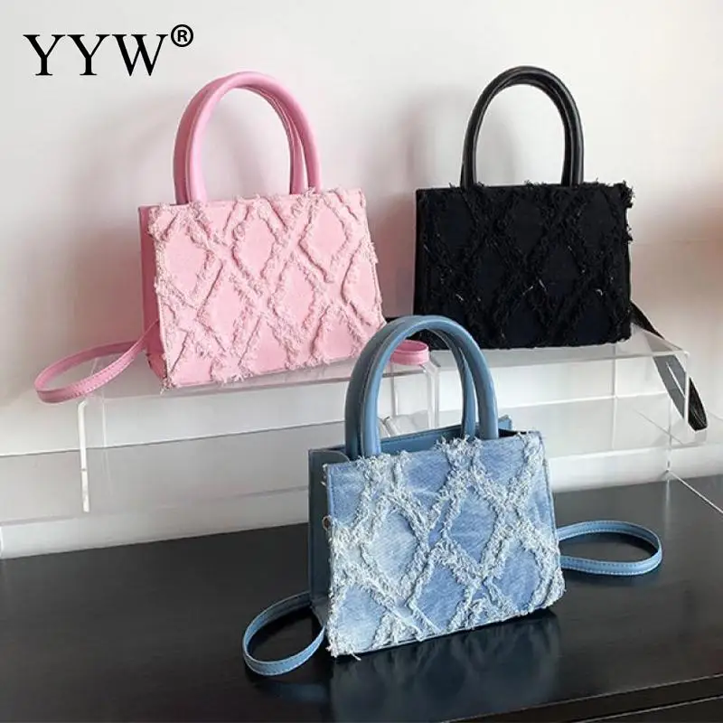 Fashion Crossbody Shoulder Women Handbag Casual Solid Color Soft PU Leather Diamond Pattern Lady Square Tote Bag with Handle