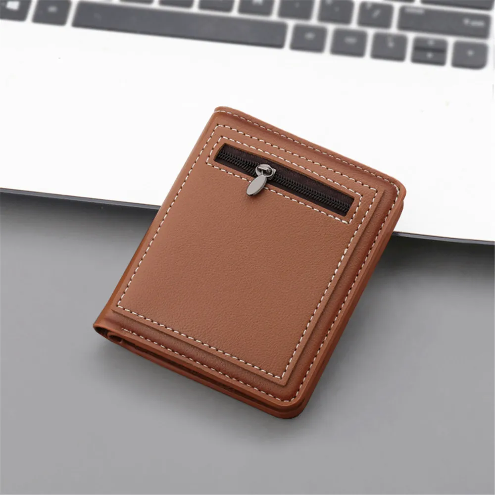 Mini Thin Men Wallet Card Holder Canvas Male's Purse Coin Pouch Card Holder Short Vertical Pu Leather Wallet Money Bags