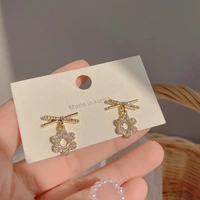 earrings fashion jewelry 2021 stainless steel earrings women korean fashion full rhinestone small simple flower earrings