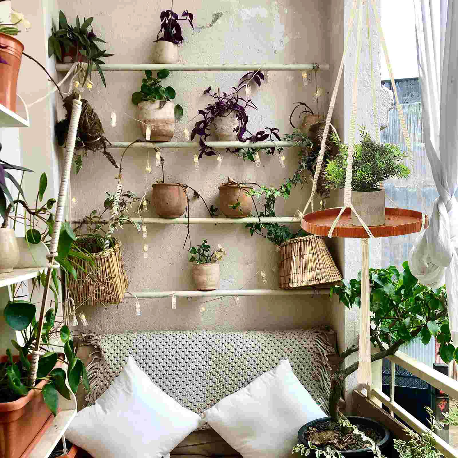 

Planter Hanger Shelf Hanging Macrame Pot Wall Flower Tray Indoor Holder Rack Rustic Cotton Rope Basket