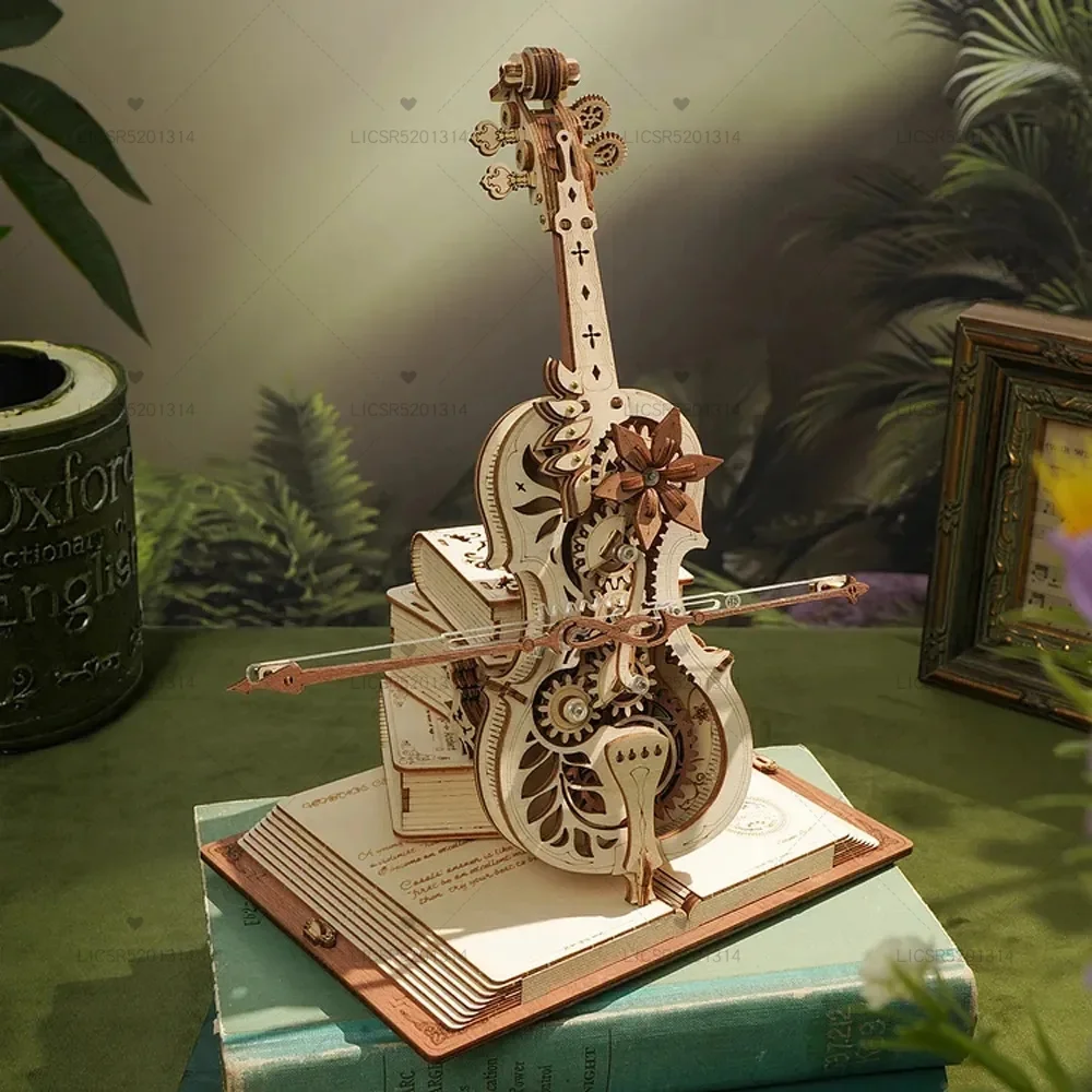 

New 2023 ROKR 3D Wooden Puzzle Magic Cello Mechanical Music Box Moveable Stem Funny Creative Toys For Child Birthday Girls AMK63