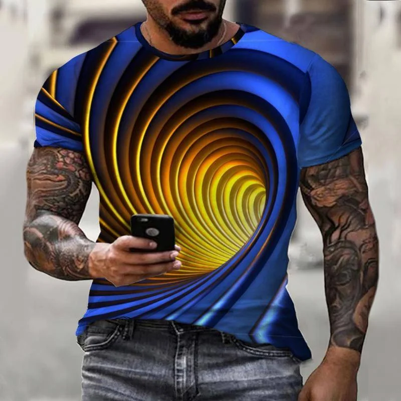 

Брендовая летняя футболка BIANYILONG, Модный Цветной уличный повседневный спортивный топ с короткими рукавами и абстрактным 3D-принтом