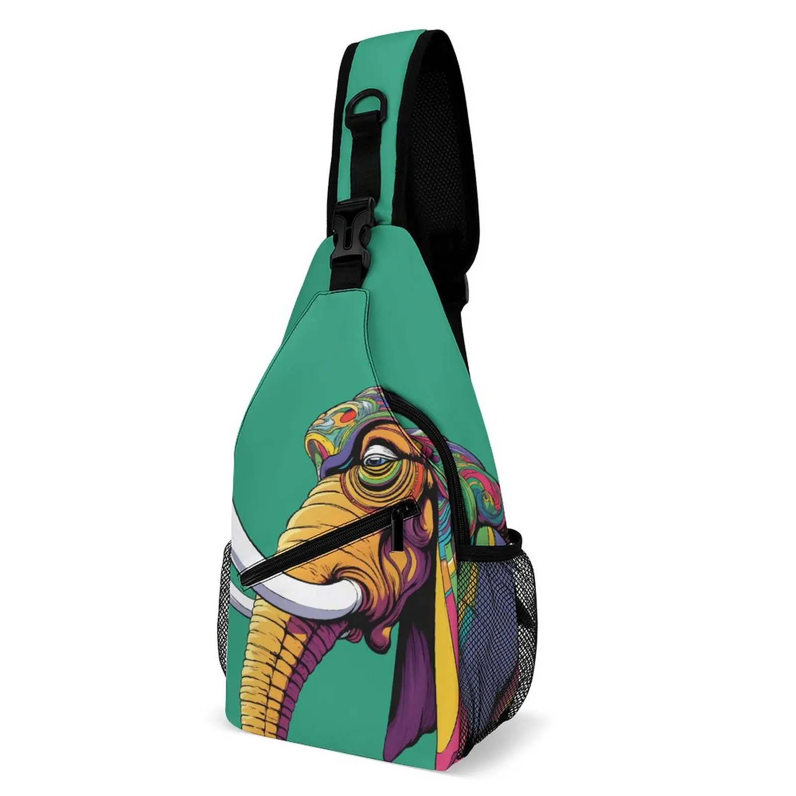 

Elephant Shoulder Bags Comic Character Streetwear Chest Bag Boy Travel Running Sling Bag University Graphic Design Small Bags