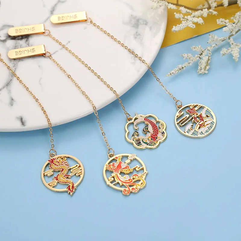 Закладка для книг с изображением дракона Феникса и карпа