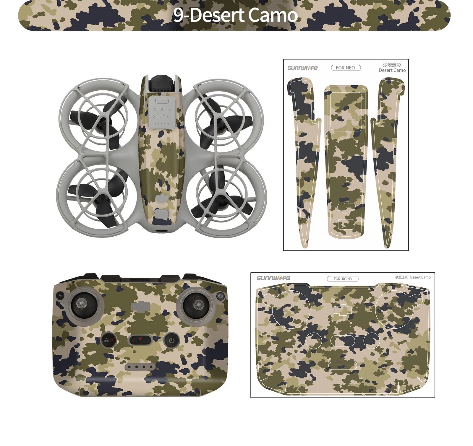 Sunnylife Suitable For DJI Sticker Set PVC Drone Remote Control Colorful NEO Anti-scratch Protective Film Accessories