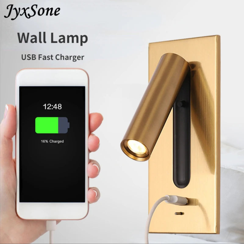 

Wall lamp Metal Rotatable USB Fast Charging interior lights Bedside Reading Home decoration for living Bedroom Children's Room