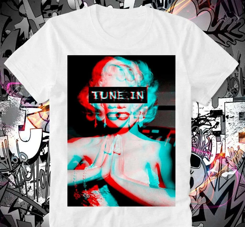 

T Shirt Trippy Psychedelic Marilyn Monroe Tune In Drop Out Lsd Acid New Men's New Fashion Funny Summer Casual Design T Shirt