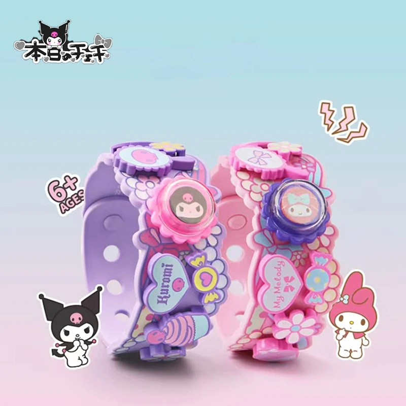 

Kawaii Sanrio блочный браслет Kuromi студенческий аниме детский Сращивание оригинальная ручная фотография для девочек Подарки