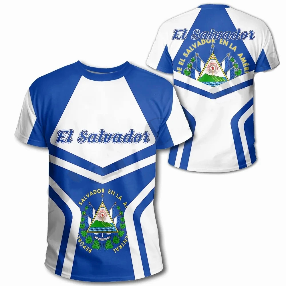 

Men's T-Shirts El Salvador National Emblem Printed Pullover O Neck Short Sleeve Shirt Unisex Clothing Oversized T-Shirts For Men
