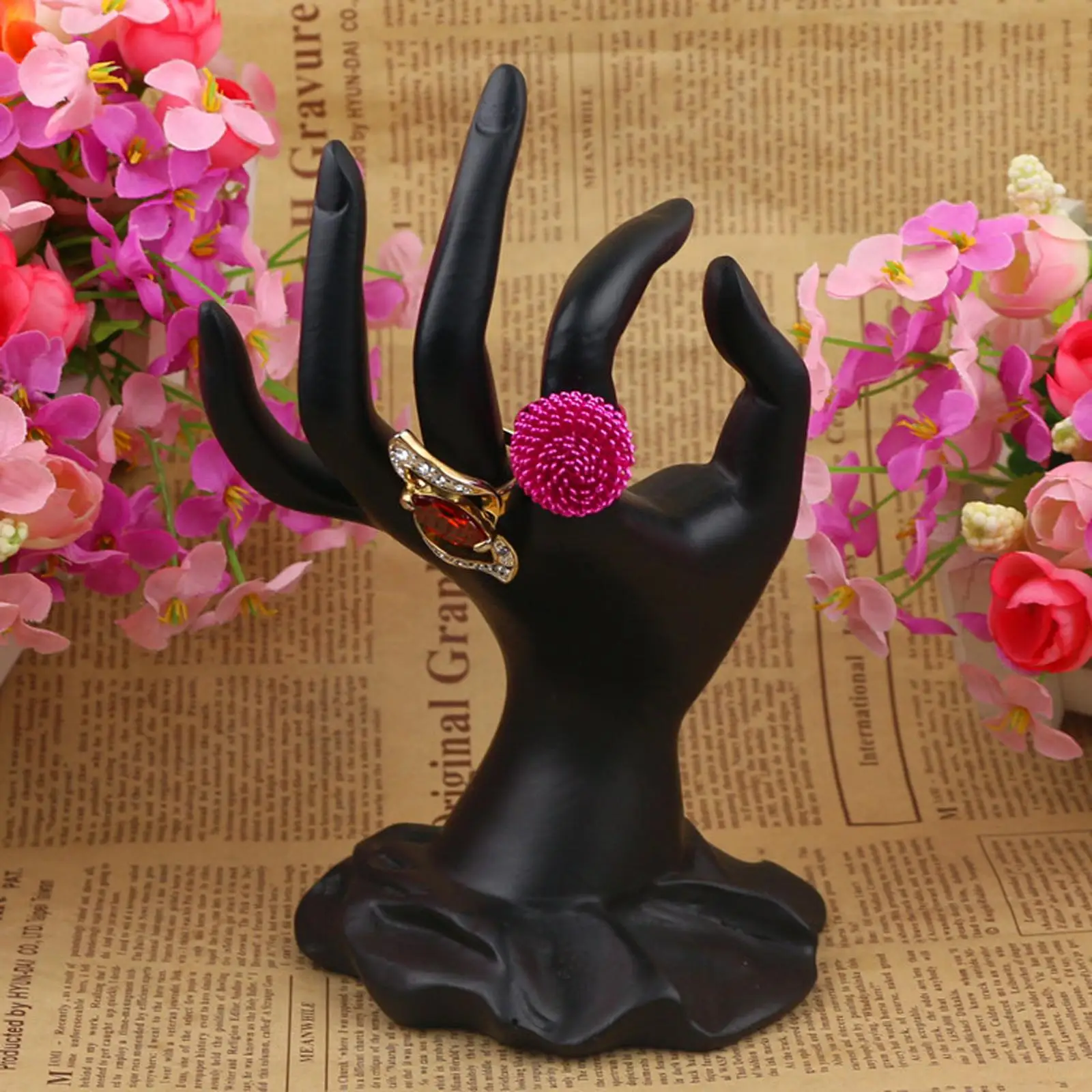 

Novelty Jewelry Display Holder, Ok Hand Shape Resin Black Organizer Hand Stand for Store Showcase Vanity Rings Watch