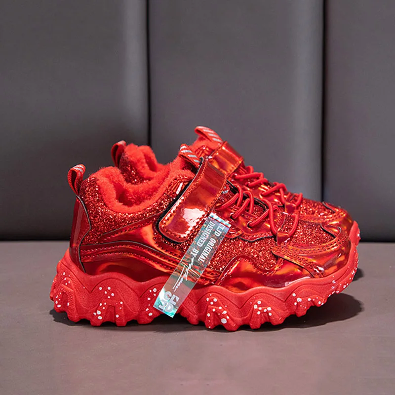 

Детские зимние кроссовки на толстой подошве, Нескользящие