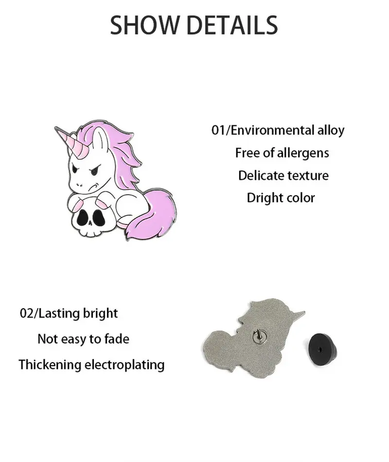 Эмалированная булавка с волшебным животным на заказ крылья лошади череп