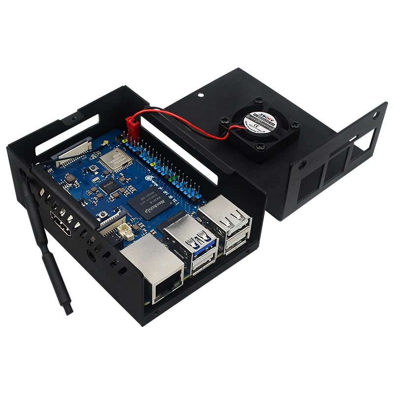 Зеркальная алюминиевая оболочка с охлаждающим вентилятором для Verment Orange Pi 3B