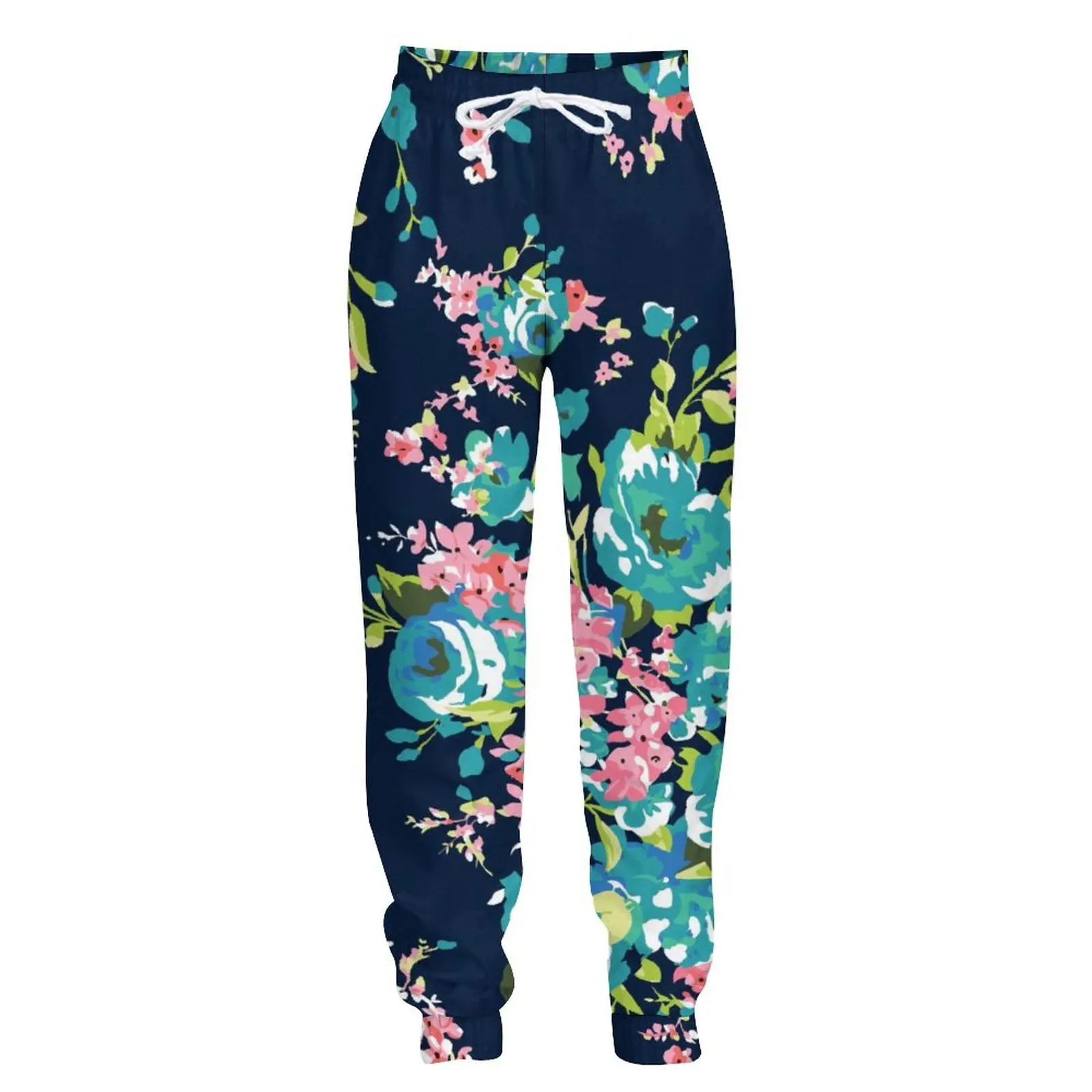 

Jumeast Jogger Casual Sweatpants Baggy Mens Pants Dark Blue Flowers Print Straight Pants For Men Streetwear Tracksuit Trousers