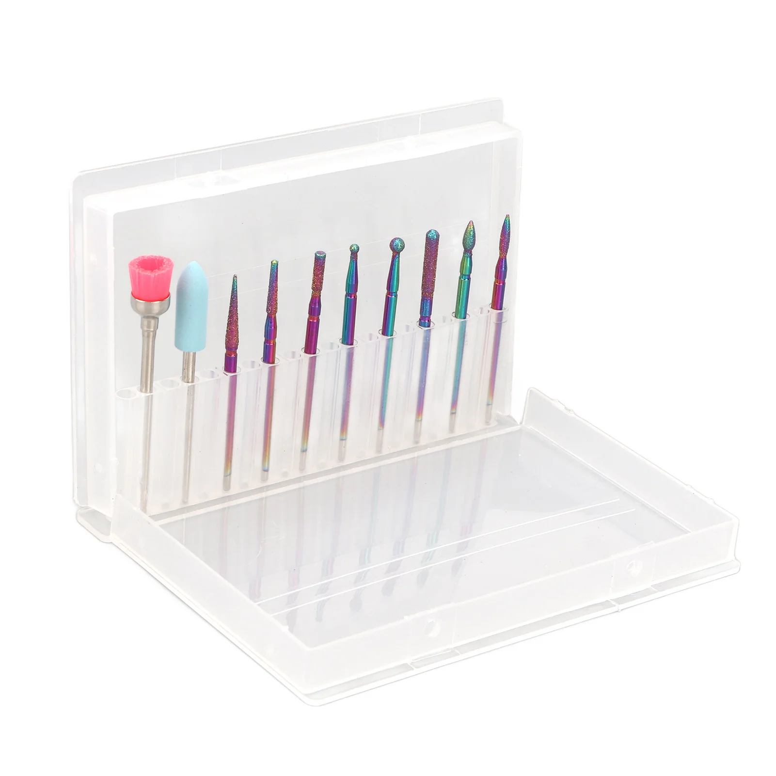 

10pcs Stainless Steel Drill Bits with Storage Case Stable Nail Grinding Head Sets for Home Salon Use