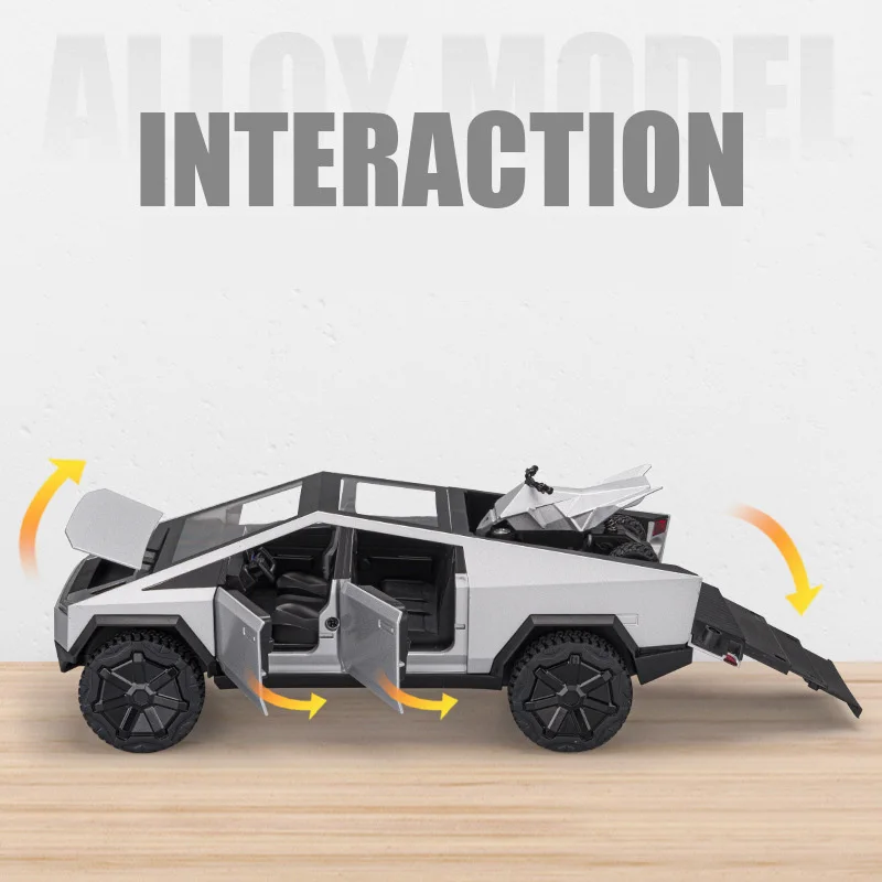 1:24 Tesla Cybertruck пикап, модель автомобиля из сплава, Литые и игрушечные транспортные средства, мотоцикл, грузовик, игрушечный автомобиль, детские игрушки, рождественские подарки, игрушка для мальчиков (art.: 3920beec74aa6) - 3920beec74aa6