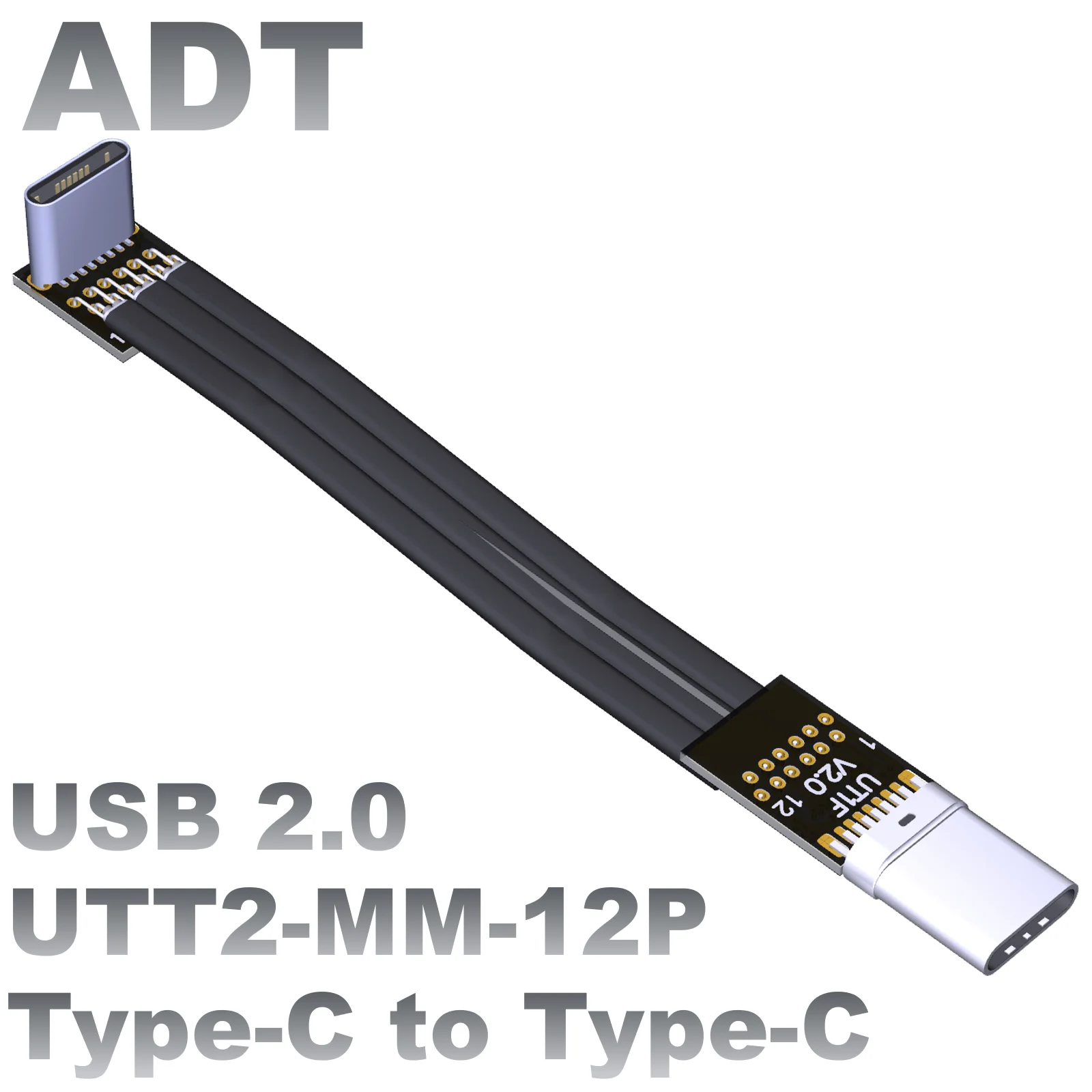 

Плоский тонкий плоский кабель USB2.0 типа C, угловой зарядный кабель для передачи данных с экранированием для поддержки высоких токов