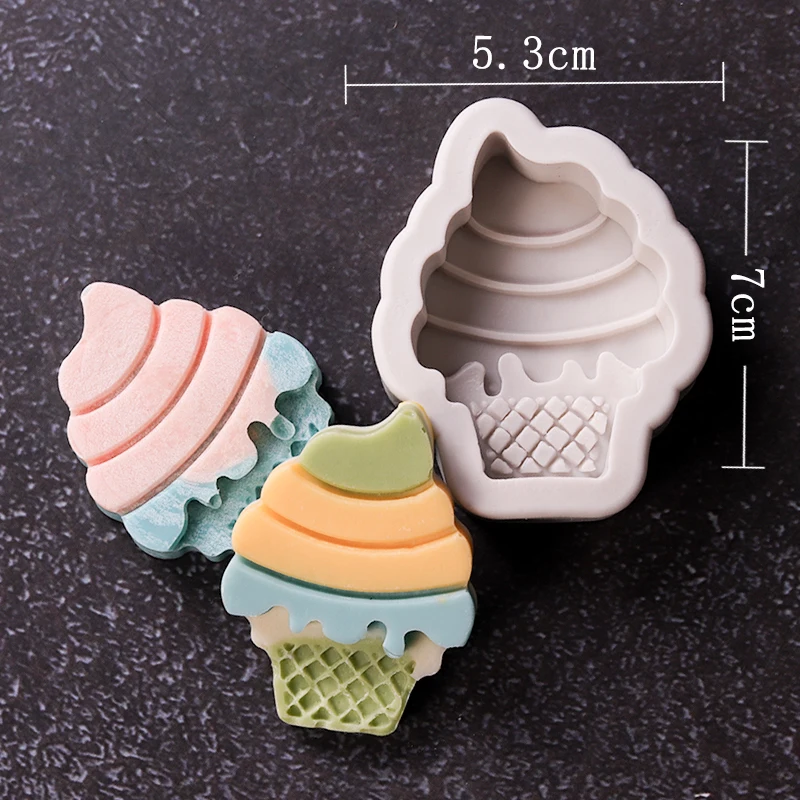 

Silicone Mold Ice Cream Cone Chocolate Fondant Candy Moulds Children's Baby Birthday Cake Decorative Ornaments Plug-in