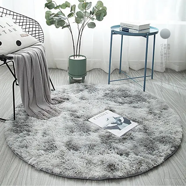 Silver Bubble Kiss Thick Round Rug Carpets for Living Room Soft Home Bedroom Kid Room Plush Salon Decoration 1