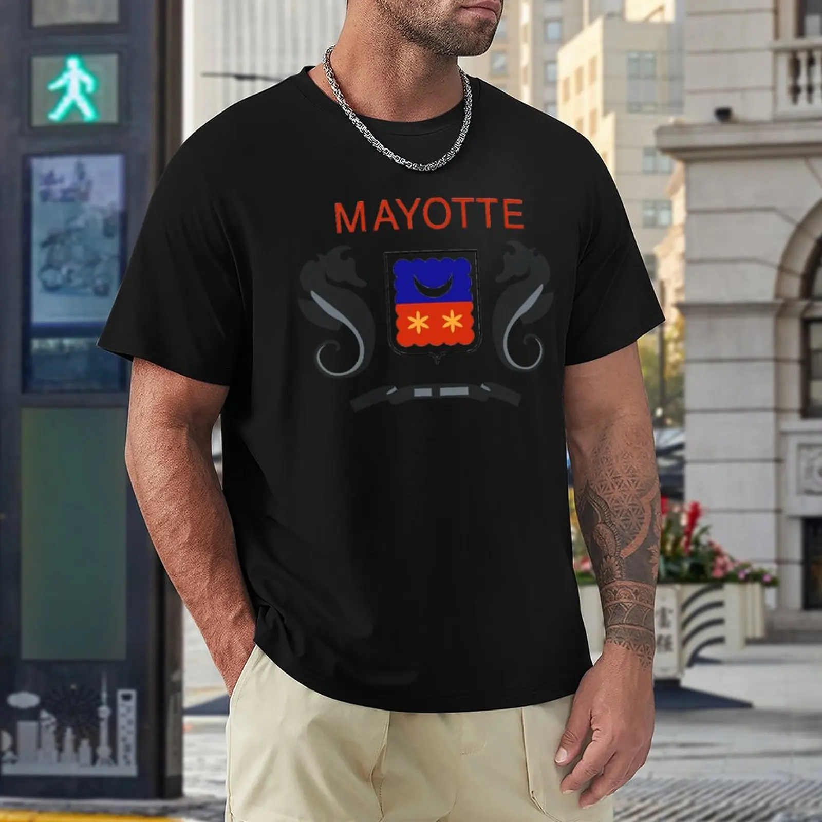 

Mayotte Flag Coat of Arms of Mayotte Flag Gift Graphic Cool Tshirt High Grade Home USA Size