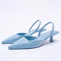 2022 women heels slingback shallow mouth pointed toe heels stiletto high casual single shoes fashion back strap sandals mullers