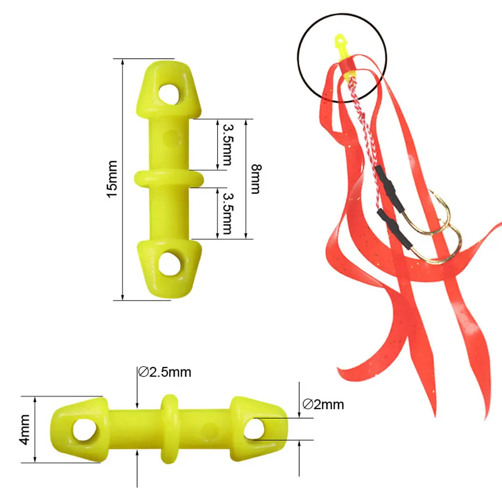 50PCS Copper/Plastic Slide Parts Saltwater Fishing Equipment Snapper Skirts and Rubber Tie Mule Maintenance Supplies 4 Types