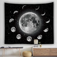 divine moon phase cloud tapestry wall hanging black background large wall bedroom dorm room bohemian decoration blanket carpet