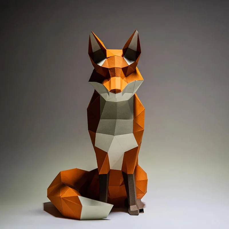 

Sitting Fox Animal Paper Model Cute 3D Origami Handmade DIY Model Home Three-dimensional Decoration 3D Paper Sculpture Toys