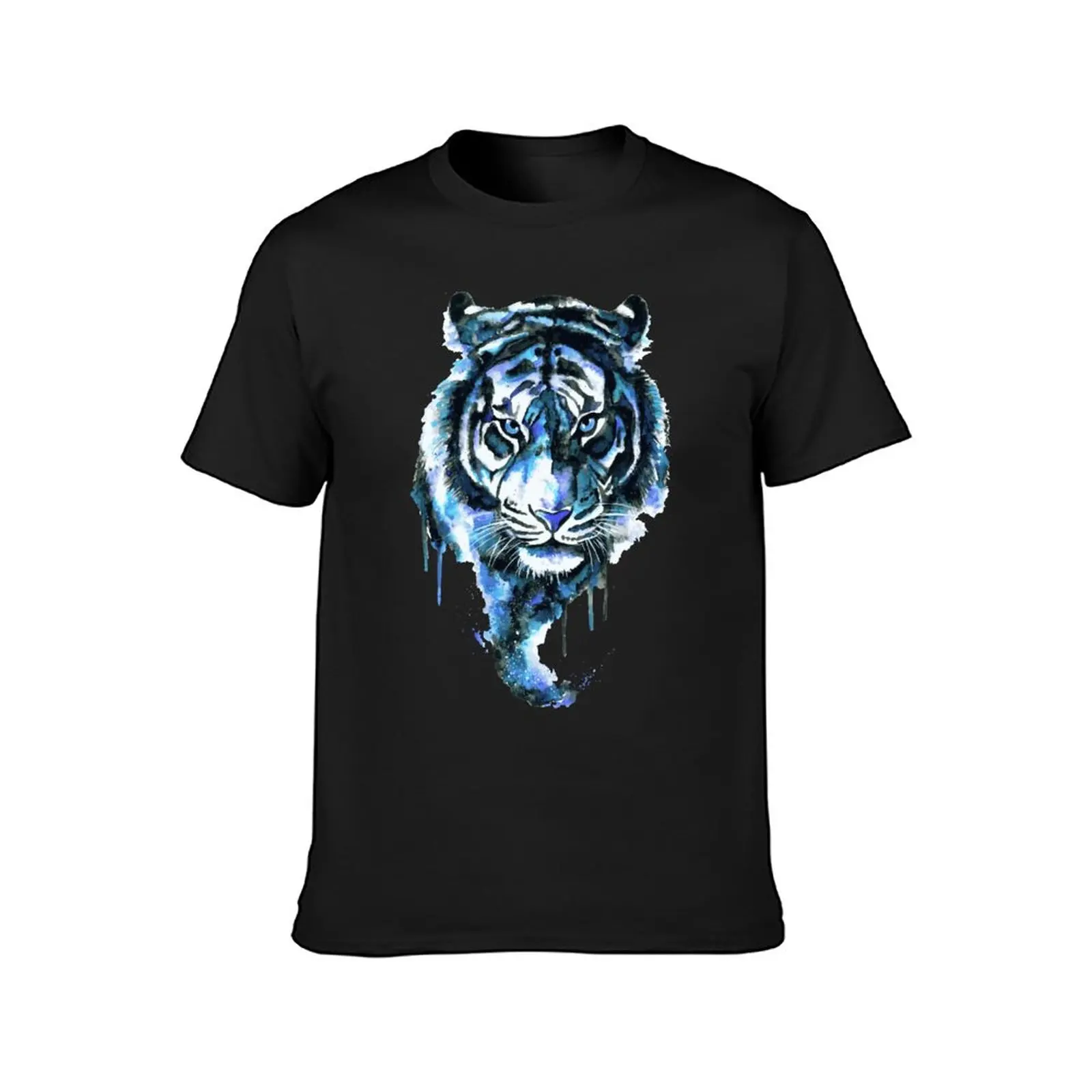

Blue Tiger T Shirt Animal Pure Cotton T Shirts Short Sleeve Print Casual Clothes for Male Summer Oversized Tees
