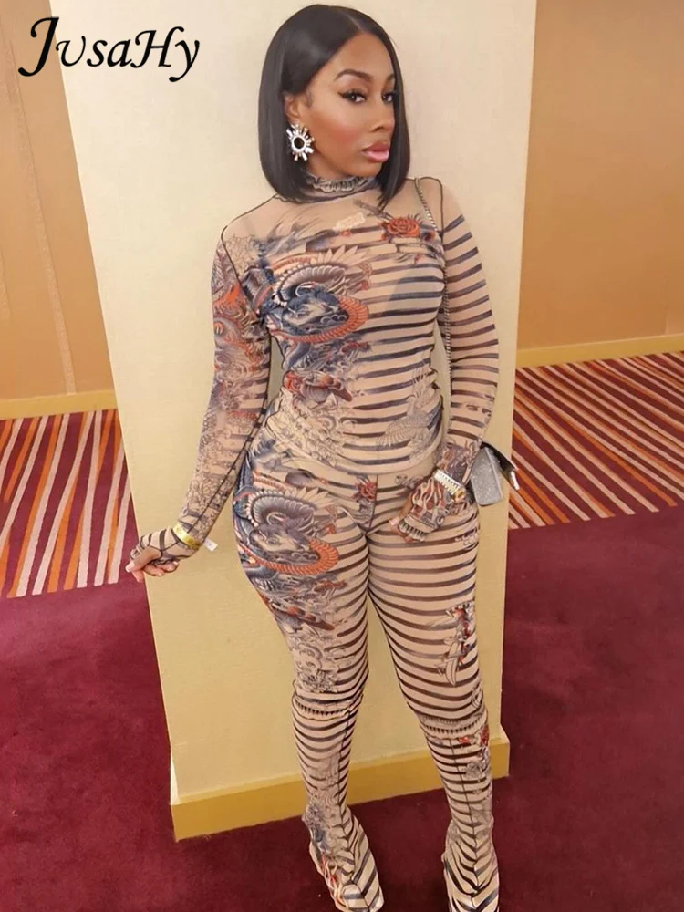 Женский Повседневный комплект JusaHy из двух предметов с высоким воротником Y2K