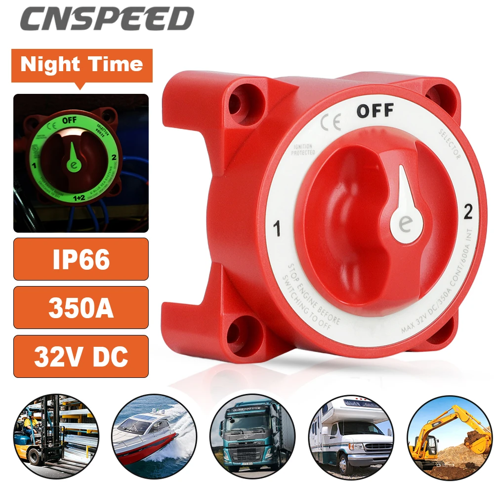 

Car Camping Truck RV Isolator Disconnect Rotary Boat Switch With AFD 350A 32V Luminous 3 Position Battery Disconnect Switch